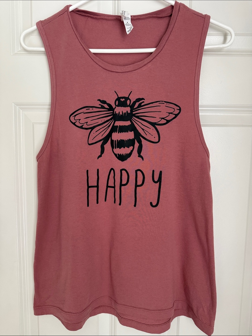 Women’s Mauve Pink sleeveless BEE Happy tank top